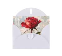 6x4 inch Blooming red roses White prints greeting card with envelope, suitable for birthday wishes, wedding congratulations