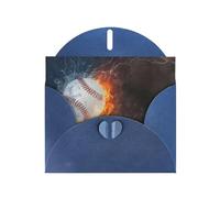 6x4-inch Blue baseball print Greeting Card Set with Envelope - Wedding/Birthday Invitations