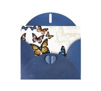 6x4-inch Blue Beautiful butterfly print Greeting Card Set with Envelope - Wedding/Birthday Invitations