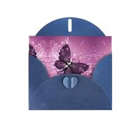 6x4-inch Blue Beautiful purple butterfly print Greeting Card Set with Envelope - Wedding/Birthday Invitations