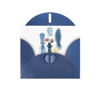 6x4-inch Blue Colorful Squid Octopus print Greeting Card Set with Envelope - Wedding/Birthday Invitations
