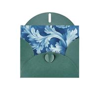 6x4 inch Blue curling grass Dark Green prints greeting card with envelope, suitable for birthday wishes, wedding congratulations