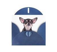 6x4-inch Blue Cute Chihuahua print Greeting Card Set with Envelope - Wedding/Birthday Invitations