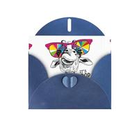 6x4-inch Blue cute funny giraffe print Greeting Card Set with Envelope - Wedding/Birthday Invitations