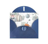 6x4-inch Blue Fall Watercolor Pumpkins print Greeting Card Set with Envelope - Wedding/Birthday Invitations