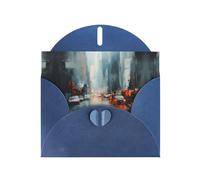 6x4 inch Blurred City Blue prints greeting card with envelope, suitable for birthday wishes, wedding congratulations
