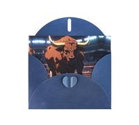 6x4 inch Brave Bull Blue prints greeting card with envelope, suitable for birthday wishes, wedding congratulations