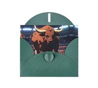 6x4 inch Brave Bull Dark Green prints greeting card with envelope, suitable for birthday wishes, wedding congratulations