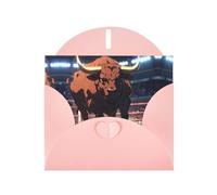 6x4 inch Brave Bull Pink prints greeting card with envelope, suitable for birthday wishes, wedding congratulations
