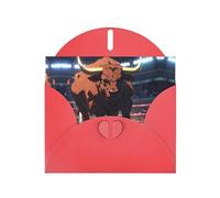6x4 inch Brave Bull Red prints greeting card with envelope, suitable for birthday wishes, wedding congratulations