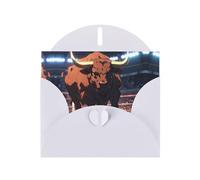 6x4 inch Brave Bull White prints greeting card with envelope, suitable for birthday wishes, wedding congratulations