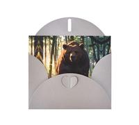 6x4 inch Brown bear in the forest Gray prints greeting card with envelope, suitable for birthday wishes, wedding congratulations