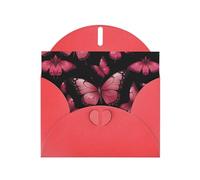 6x4 inch butterfly on black background Red prints greeting card with envelope, suitable for birthday wishes, wedding congratulations