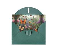 6x4 inch Butterfly Swarm Dark Green prints greeting card with envelope, suitable for birthday wishes, wedding congratulations