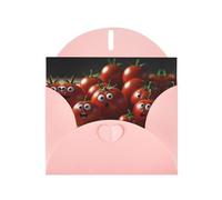 6x4 inch cartoon Tomato Pink prints greeting card with envelope, suitable for birthday wishes, wedding congratulations