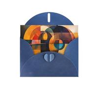 6x4 inch Circle Square Harmony Blue prints greeting card with envelope, suitable for birthday wishes, wedding congratulations