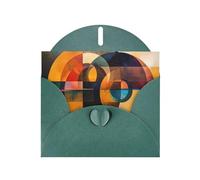 6x4 inch Circle Square Harmony Dark Green prints greeting card with envelope, suitable for birthday wishes, wedding congratulations