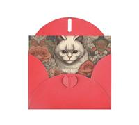 6x4 inch Close-up of deep cat's eye Red prints greeting card with envelope, suitable for birthday wishes, wedding congratulations