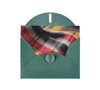 6x4 inch Cloth checkered lines Dark Green prints greeting card with envelope, suitable for birthday wishes, wedding congratulations
