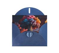 6x4 inch Colorful mushroom cloud Blue prints greeting card with envelope, suitable for birthday wishes, wedding congratulations