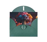 6x4 inch Colorful mushroom cloud Dark Green prints greeting card with envelope, suitable for birthday wishes, wedding congratulations