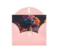 6x4 inch Colorful mushroom cloud Pink prints greeting card with envelope, suitable for birthday wishes, wedding congratulations