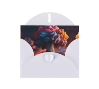6x4 inch Colorful mushroom cloud White prints greeting card with envelope, suitable for birthday wishes, wedding congratulations