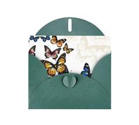 6x4-inch Dark Green Beautiful butterfly print Greeting Card Set with Envelope - Wedding/Birthday Invitations