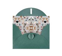 6x4-inch Dark Green Chihuahua Dog Glasses print Greeting Card Set with Envelope - Wedding/Birthday Invitations