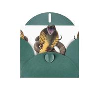 6x4-inch Dark Green Cobra Snake print Greeting Card Set with Envelope - Wedding/Birthday Invitations