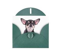 6x4-inch Dark Green Cute Chihuahua print Greeting Card Set with Envelope - Wedding/Birthday Invitations