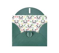 6x4-inch Dark Green cute panda bamboo star print Greeting Card Set with Envelope - Wedding/Birthday Invitations