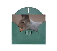 6x4-inch Dark Green Cute Squirrel print Greeting Card Set with Envelope - Wedding/Birthday Invitations