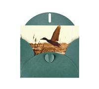 6x4-inch Dark Green Duck Fly Upon River print Greeting Card Set with Envelope - Wedding/Birthday Invitations