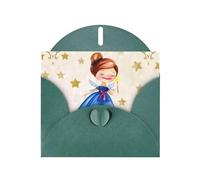 6x4-inch Dark Green Fairy Star print Greeting Card Set with Envelope - Wedding/Birthday Invitations