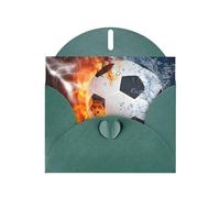 6x4-inch Dark Green Flame Football print Greeting Card Set with Envelope - Wedding/Birthday Invitations