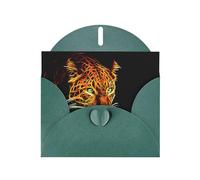 6x4-inch Dark Green Fractalius Leopard print Greeting Card Set with Envelope - Wedding/Birthday Invitations