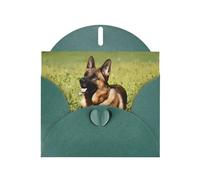 6x4-inch Dark Green German Shepherd Dog print Greeting Card Set with Envelope - Wedding/Birthday Invitations