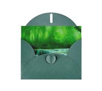 6x4-inch Dark Green Green Trees Small Waterfalls print Greeting Card Set with Envelope - Wedding/Birthday Invitations