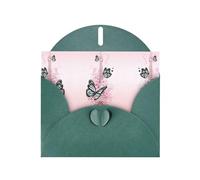 6x4-inch Dark Green Paris Tower And Butterfly print Greeting Card Set with Envelope - Wedding/Birthday Invitations