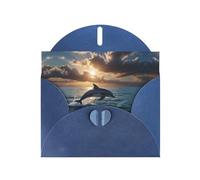 6x4 inch dolphin real Blue prints greeting card with envelope, suitable for birthday wishes, wedding congratulations