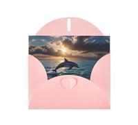 6x4 inch dolphin real Pink prints greeting card with envelope, suitable for birthday wishes, wedding congratulations