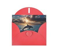 6x4 inch dolphin real Red prints greeting card with envelope, suitable for birthday wishes, wedding congratulations