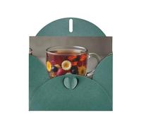 6x4 inch Flower and fruit tea Dark Green prints greeting card with envelope, suitable for birthday wishes, wedding congratulations