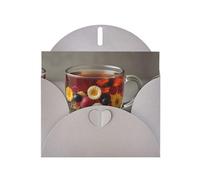 6x4 inch Flower and fruit tea Gray prints greeting card with envelope, suitable for birthday wishes, wedding congratulations