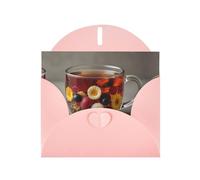 6x4 inch Flower and fruit tea Pink prints greeting card with envelope, suitable for birthday wishes, wedding congratulations
