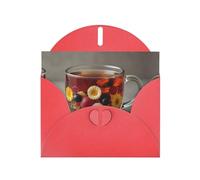 6x4 inch Flower and fruit tea Red prints greeting card with envelope, suitable for birthday wishes, wedding congratulations