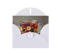 6x4 inch Flower and fruit tea White prints greeting card with envelope, suitable for birthday wishes, wedding congratulations