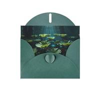 6x4 inch forest lotus leaf dream core Dark Green prints greeting card with envelope, suitable for birthday wishes, wedding congratulations