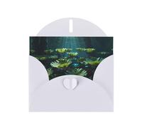 6x4 inch forest lotus leaf dream core White prints greeting card with envelope, suitable for birthday wishes, wedding congratulations